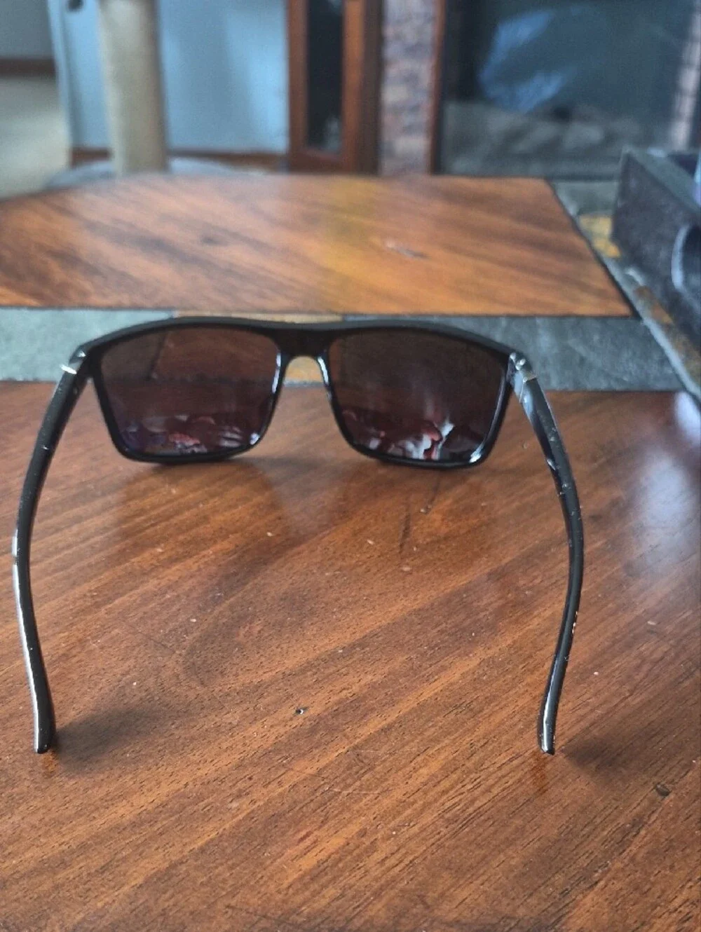 Men's Black Sunglasses with Blue Mirrored Lenses - New